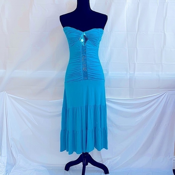 Sky Strapless Midi Cocktail Dress Size M - Picture 1 of 5